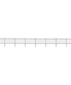 vidaXL Garden Fence with Hoop Top Steel 13.6×1 m Black
