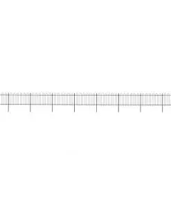 vidaXL Garden Fence with Hoop Top Steel 15.3×1 m Black