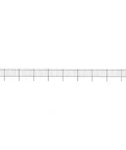 vidaXL Garden Fence with Hoop Top Steel 17×1 m Black