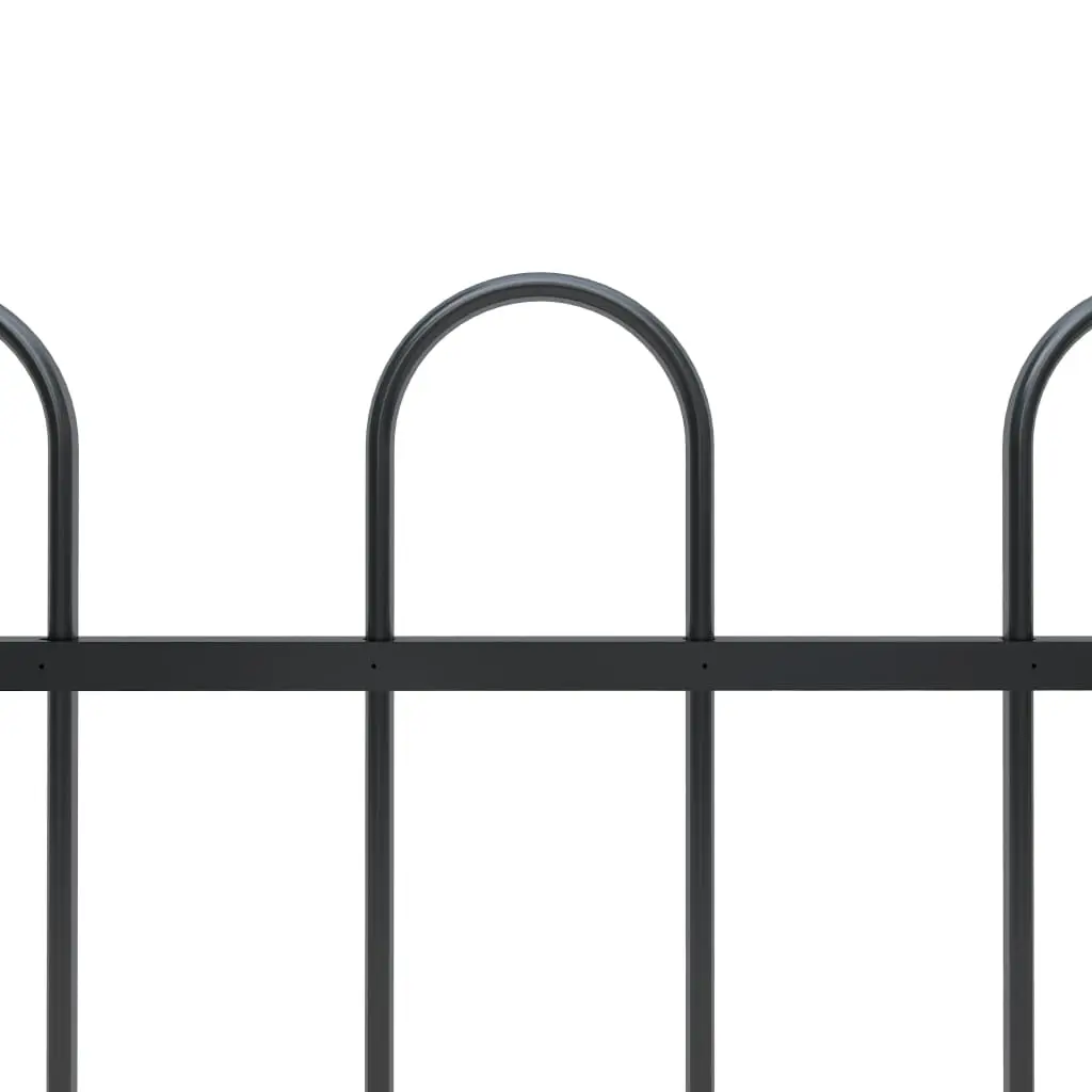 vidaXL Garden Fence with Hoop Top Steel 17×1 m Black