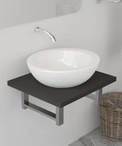vidaXL Bathroom Wall Shelf for Basin Grey 40x40x16.3 cm