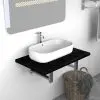 vidaXL Bathroom Wall Shelf for Basin Black 60x40x16.3 cm