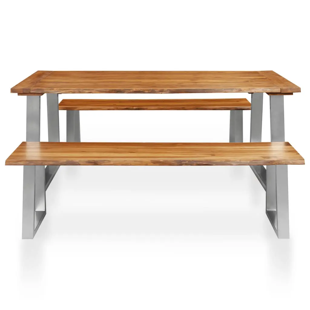 vidaXL 3 Piece Dining Set Solid Acacia Wood Brown