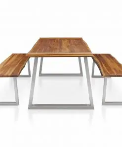 vidaXL 3 Piece Dining Set Solid Acacia Wood Brown