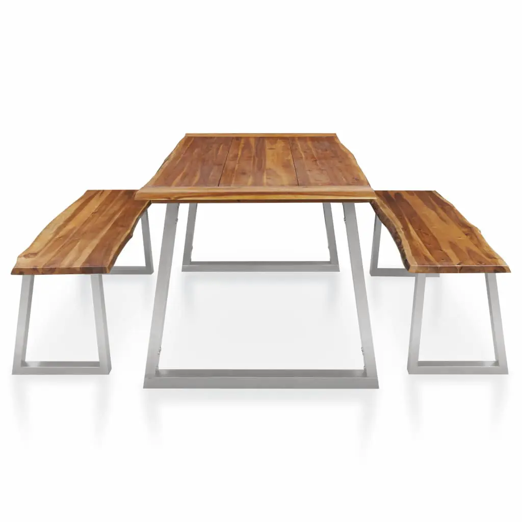vidaXL 3 Piece Dining Set Solid Acacia Wood Brown