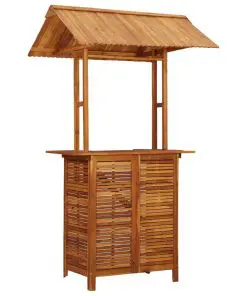 vidaXL Outdoor Bar Table with Rooftop 122x106x217 cm Solid Acacia Wood