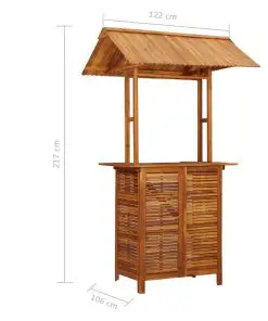 vidaXL Outdoor Bar Table with Rooftop 122x106x217 cm Solid Acacia Wood