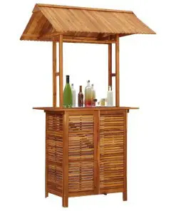 vidaXL Outdoor Bar Table with Rooftop 122x106x217 cm Solid Acacia Wood