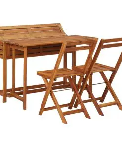 vidaXL Balcony Planter Table with 2 Bistro Chairs Solid Acacia Wood