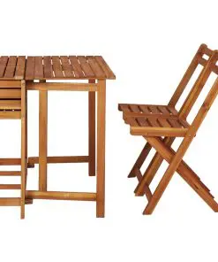 vidaXL Balcony Planter Table with 2 Bistro Chairs Solid Acacia Wood