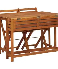 vidaXL Balcony Planter Table with 2 Bistro Chairs Solid Acacia Wood