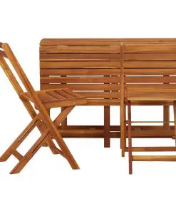 vidaXL Balcony Planter Table with 2 Bistro Chairs Solid Acacia Wood