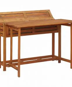vidaXL Balcony Planter Table with 2 Bistro Chairs Solid Acacia Wood