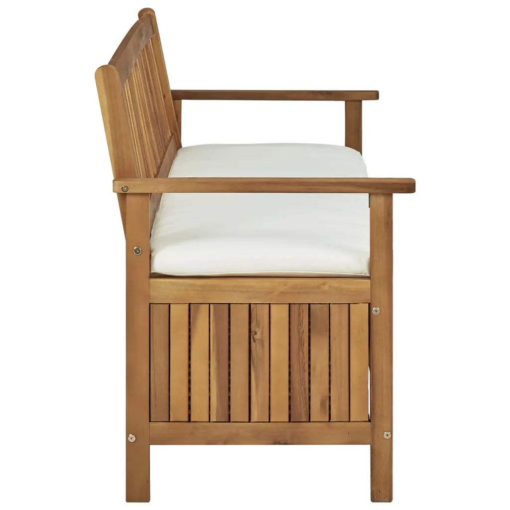 vidaXL Storage Bench with Cushion 148 cm Solid Acacia Wood