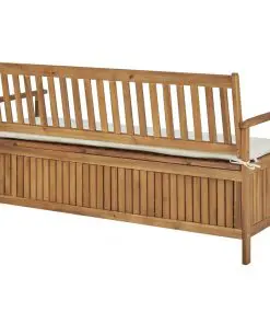 vidaXL Storage Bench with Cushion 148 cm Solid Acacia Wood