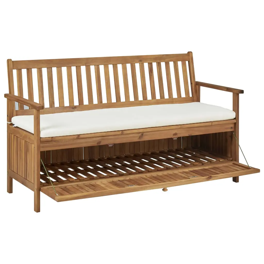 vidaXL Storage Bench with Cushion 148 cm Solid Acacia Wood