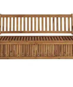 vidaXL Storage Bench with Cushion 148 cm Solid Acacia Wood