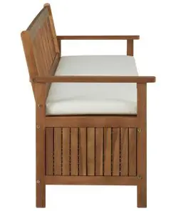 vidaXL Storage Bench with Cushion 170 cm Solid Acacia Wood