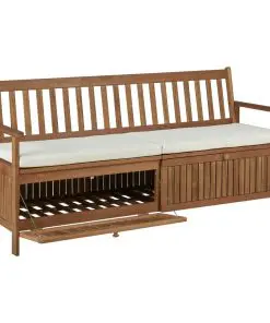 vidaXL Storage Bench with Cushion 170 cm Solid Acacia Wood