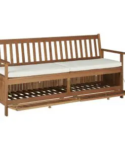 vidaXL Storage Bench with Cushion 170 cm Solid Acacia Wood