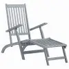 vidaXL Outdoor Deck Chair with Footrest Grey Wash Solid Acacia Wood