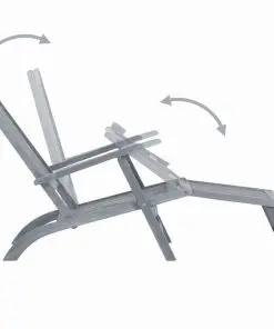 vidaXL Outdoor Deck Chair with Footrest Grey Wash Solid Acacia Wood