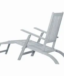 vidaXL Outdoor Deck Chair with Footrest Grey Wash Solid Acacia Wood