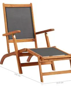 vidaXL Sun Lounger Solid Acacia Wood and Textilene