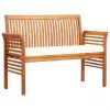 vidaXL 2-Seater Garden Bench with Cushion 120 cm Solid Acacia Wood
