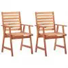 vidaXL Outdoor Dining Chairs 2 pcs Solid Acacia Wood