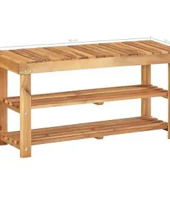 vidaXL Shoe Rack 90x32x46 cm Solid Acacia Wood