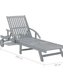 vidaXL Garden Sun Lounger Grey Solid Acacia Wood