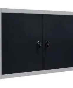 vidaXL Wall Mounted Tool Cabinet Industrial Style Metal Grey and Black
