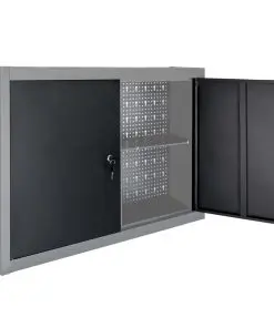 vidaXL Wall Mounted Tool Cabinet Industrial Style Metal Grey and Black