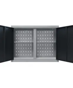 vidaXL Wall Mounted Tool Cabinet Industrial Style Metal Grey and Black