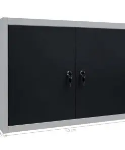 vidaXL Wall Mounted Tool Cabinet Industrial Style Metal Grey and Black