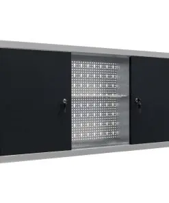 vidaXL Wall Mounted Tool Cabinet Industrial Style Metal Grey and Black
