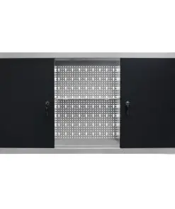 vidaXL Wall Mounted Tool Cabinet Industrial Style Metal Grey and Black
