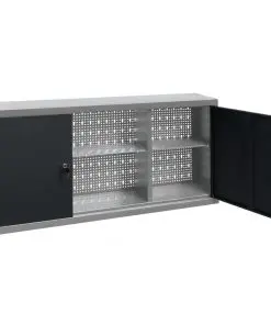 vidaXL Wall Mounted Tool Cabinet Industrial Style Metal Grey and Black