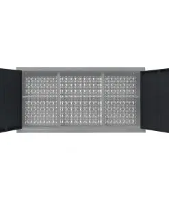 vidaXL Wall Mounted Tool Cabinet Industrial Style Metal Grey and Black