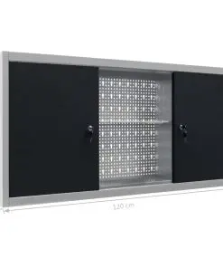 vidaXL Wall Mounted Tool Cabinet Industrial Style Metal Grey and Black
