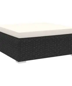 vidaXL Sectional Footrest 1 pc with Cushion Poly Rattan Black
