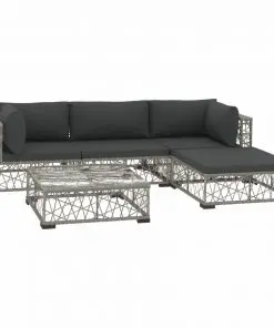 vidaXL 5 Piece Garden Lounge Set with Cushions Poly Rattan Grey