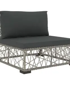 vidaXL 5 Piece Garden Lounge Set with Cushions Poly Rattan Grey