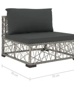 vidaXL 5 Piece Garden Lounge Set with Cushions Poly Rattan Grey