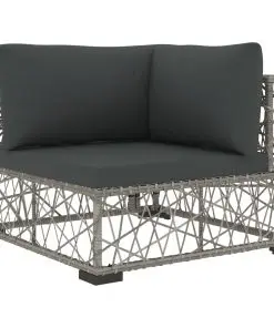 vidaXL 6 Piece Garden Lounge Set with Cushions Poly Rattan Grey