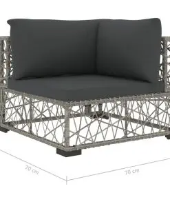 vidaXL 6 Piece Garden Lounge Set with Cushions Poly Rattan Grey