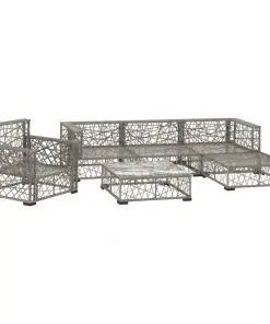 vidaXL 6 Piece Garden Lounge Set with Cushions Poly Rattan Grey
