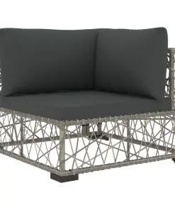 vidaXL 6 Piece Garden Lounge Set with Cushions Poly Rattan Grey