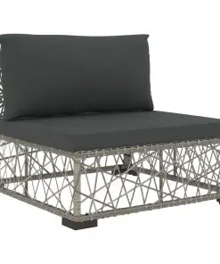 vidaXL 6 Piece Garden Lounge Set with Cushions Poly Rattan Grey